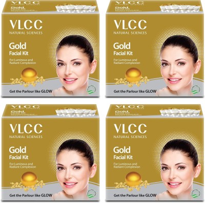 VLCC Gold Facial Kit Tube Packing for Men & Women Pack of 4 (60gm X 4)(4 x 60 g)