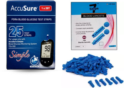Seven Steps 7 Steps Round Lancets-100 + Accu Sure Simple Blood Glucose 25 Test Strip Glucometer Lancets(100) Seven Steps 7 Steps Round Lancets-100 + Accu Sure Simple Blood Glucose 25 Test Strip Glucometer Lancets(100)