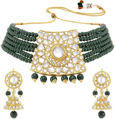 PEORA Alloy Gold-plated Green, Gold, White Jewellery Set(Pack of 1)