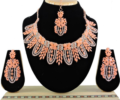 VATSALYA creation Alloy Gold-plated Orange, White Jewellery Set(Pack of 1)