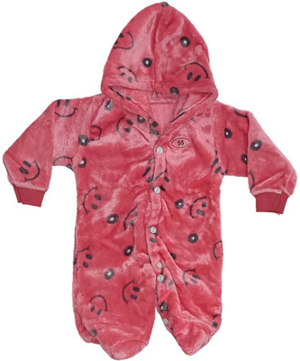 Cute Collection Romper For Baby Boys & Baby Girls Casual Printed Wool Blend(Pink, Pack of 1)