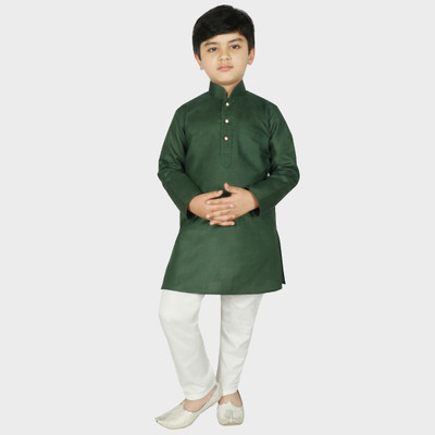 SG YUVRAJ Boys Festive & Party, Casual Kurta and Pyjama Set(Green Pack of 1)