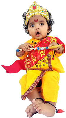 Kolva Boys & Girls Festive & Party Kurta, Dhoti Pant & Dupatta Set(Yellow Pack of 5)