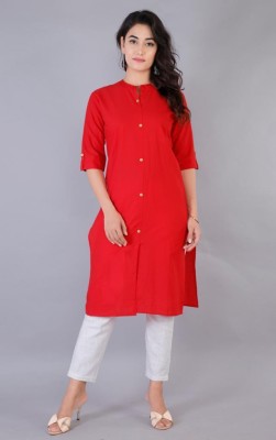 Shivi kurties Women Solid A-line Kurta(Red)