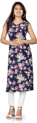 ANSH CREATION Women Printed A-line Kurta(Dark Blue)
