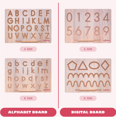 LICHEE Numeric & Patten and English Alphabet Tracing Board with Dummy Pencil To Learn(Beige)