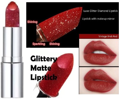 SEUNG SHIMMER FINISH GLITTER LONG LASTING LIPSTICK(RED, 3.8 g)