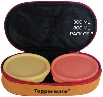 TUPPERWARE Buddy Lunch Set Each 300+300ml+1bag (Pack of 3) 2 Containers Lunch Box(600 ml, Thermoware)