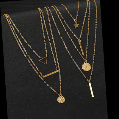 Vembley Vembley Combo of 2 Gorgeous Gold Plated Multi Layered Pendant Necklace Gold-plated Plated Alloy Layered