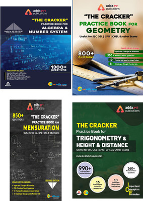 Combo Pack- ADDA 247 The Cracker Practice Books : Algebra And Number System, Geometry, Mensuration AND Trigonometry And Height & Distance (In English Printed Edition) [Set Of 4 Books](Paperback, ADDA247)