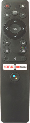 LipiWorld LED LCD Smart TV Voice Remote Control with YouTube Netflix Function Compatible for Micromax Tv Voice Remote Controller(Black)