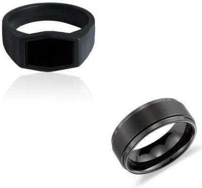 Bellina Black Alloy Metal Trending Stylish Finger Ring Combo For Boys And Men Alloy Ring Set