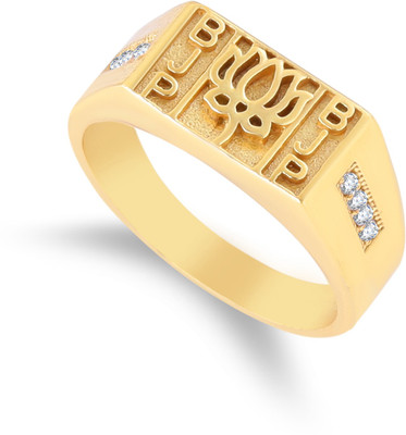 Mahi creations Brass Diamond Gold Plated Ring