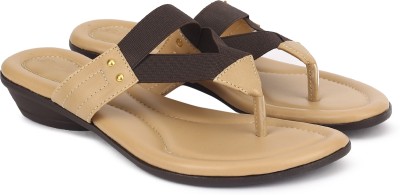 Bata Women Flats(Beige, Brown , 5)