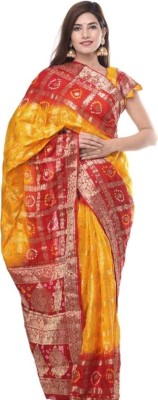 MINE CHOICE Woven, Checkered Bandhani Jacquard, Art Silk Saree(Multicolor)