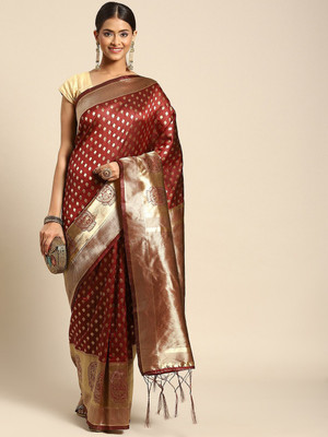 ANOUK Woven Bollywood Silk Blend Saree(Maroon)