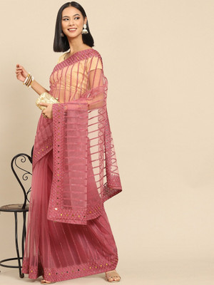 ANOUK Embroidered Bollywood Net Saree(Pink)