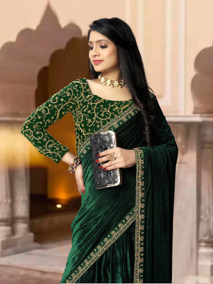 hutah Velvet Embroidered Blouse Material