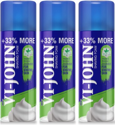 VI-JOHN Shaving Foam For Sensitive Skin (400 gm Each, Pack Of 3)(400 g)