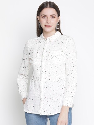 OXOLLOXO Women Printed Casual White Shirt