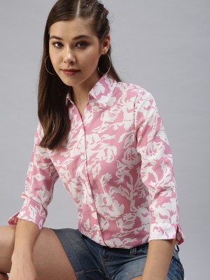 Showoff Women Printed Casual Pink Shirt