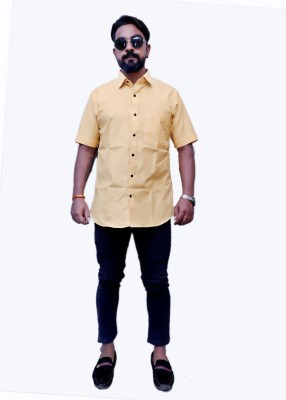 Aarav Boss Men Solid Formal Yellow Shirt