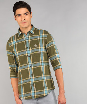 U.S. POLO ASSN. Men Checkered Casual Dark Green Shirt
