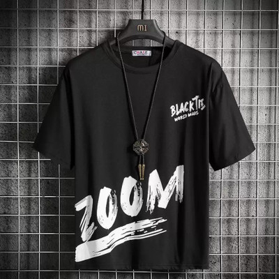 stylesmyth Typography Men Round Neck Black T-Shirt