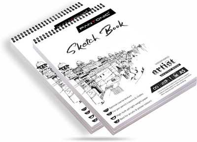 PANTONIC A5 Top Spiral-Bound Sketchpad for Artists | Sketching and Drawing Paper Doodling Sketch Pad(50 Sheets, Pack of 2)