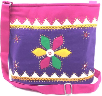 SriShopify Handicrafts Multicolor Sling Bag Traditional Rajasthani Jaipuri side bags for Girls Cotton sling bags Purple