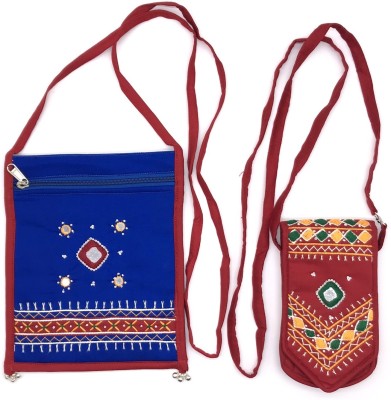 SriShopify Handicrafts Blue, Red Sling Bag Combo Sling Bags for Women Stylish Mobile Sling Bags for Girls Blue & Red
