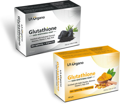 LA Organo Charcoal & Haldi Chandan Soap For Lightening & Brightening For All Skin Type(2 x 100 g)