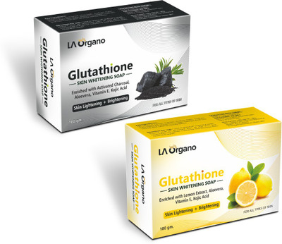 LA Organo Glutathione Charcoal & Lemon Soap For Lightening & Brightening For All Skin Type(2 x 100 g)