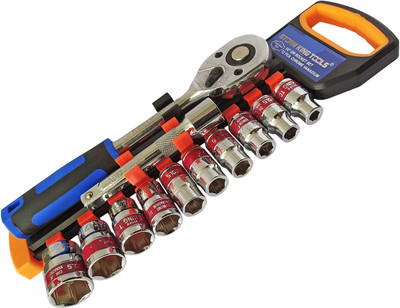 Inditrust 12pc CRV Socket set ½” Ratchet Size (10,11,12,13,14,16,17,19,21 &24)mm Socket Set(Pack of 1)