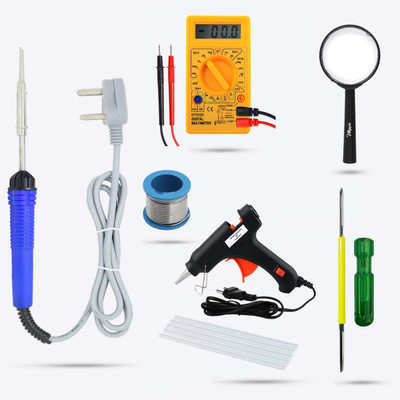 Hillgrove HGCM274M1 7in1 Soldering Machine Combo Kit Set Glue Gun&with Digital Multimeter 25 W Simple(Flat Tip)
