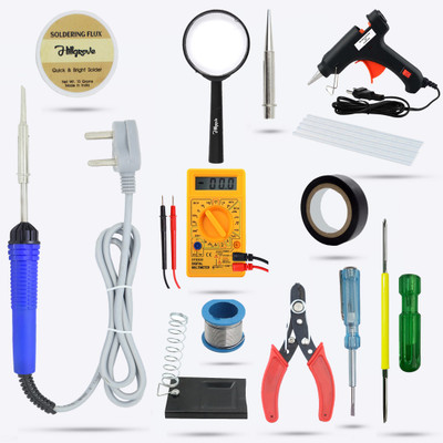 Hillgrove HGCM275M1 13in1 Soldering Equipments Machine Combo Kit with Digital Multimeter 25 W Simple(Flat Tip)