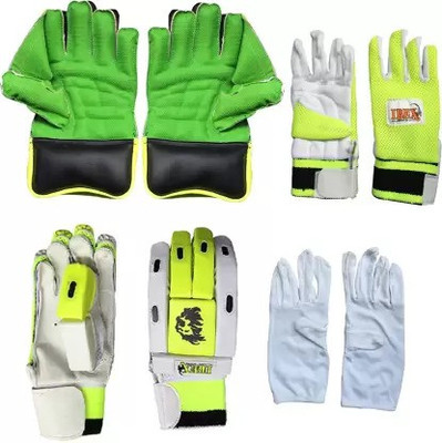 My Sports IBEX Green Wicket Keeping Gloves & Match Batting Gloves Combos Gloves (Green) Wicket Keeping Gloves(Green)
