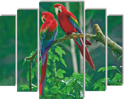 Varadvinayak 90 cm Two Parrots Sitting on a Branch Slide Sticker. Self Adhesive Sticker(Pack of 1)