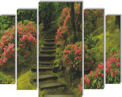 Varadvinayak 90 cm Stairs among flowers Slide stickers. Self Adhesive Sticker(Pack of 1)