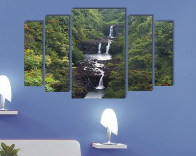 Varadvinayak 59 cm forest Waterfal slide stickers Self Adhesive Sticker(Pack of 1)