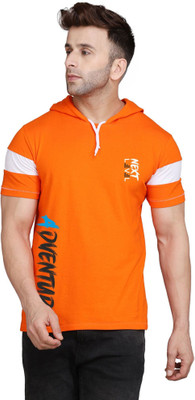 SLOWLORIS Printed Men Hooded Neck Multicolor T-Shirt
