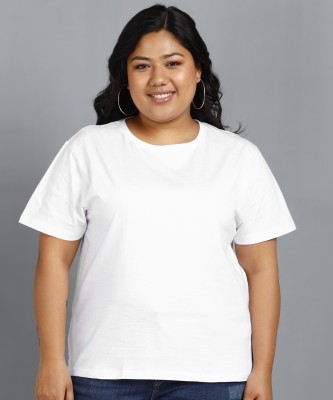 Young trendz Solid Women Round Neck White T-Shirt