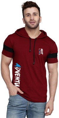 Cryptic Printed Men Hooded Neck Maroon T-Shirt