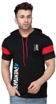 Cryptic Printed Men Hooded Neck Black T-Shirt