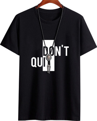 Fashion And Youth Printed Men Round Neck Black T-Shirt