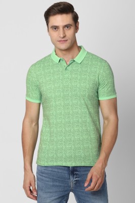 VAN HEUSEN Printed Men Polo Neck Green T-Shirt