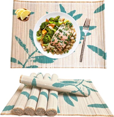 pepper melon Rectangular Pack of 6 Table Placemat(Green, Natural Bamboo)