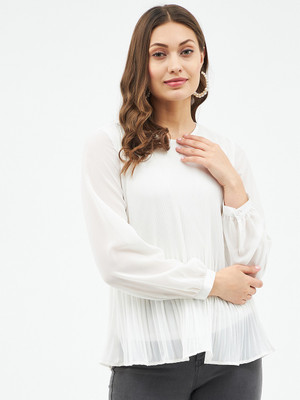 HARPA Casual Solid Women White Top