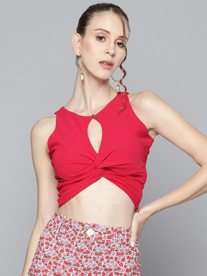 SASSAFRAS Casual Self Design Women Pink Top