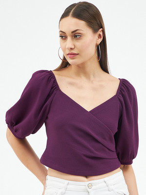 HARPA Casual Self Design Women Purple Top
